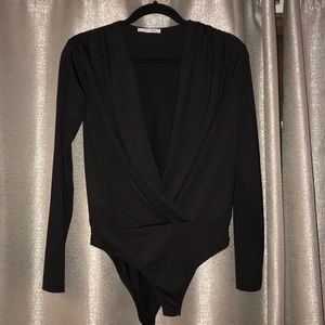 Zara Women Wrap Bodysuit Size: M Color: Black